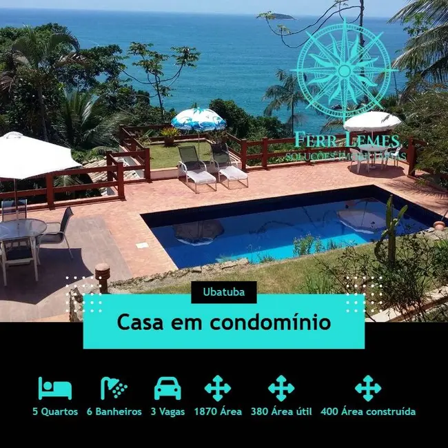 Casa de Condomínio com 5 quartos à venda e para alugar, 380m2 em Ubatuba - SP - imagem 1 Foto 1 de Casa de Condomínio com 5 quartos à venda e para alugar, 380m2 em Ubatuba - SP